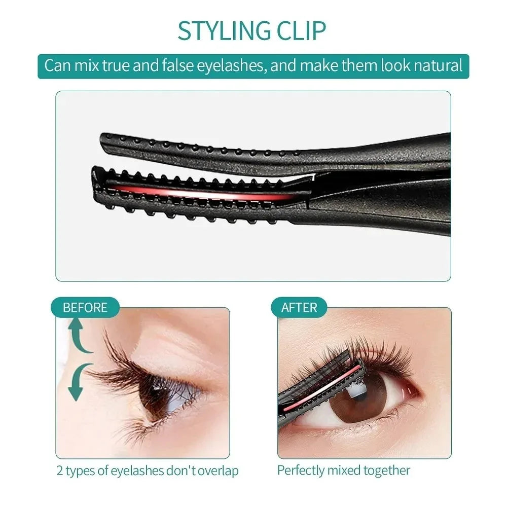 Recourbe-cils électrique chauffant, rechargeable par USB, peigne et pince à recourber rapidement, double usage, maquillage.