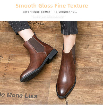 Bottines Chelsea pour homme, marron, style britannique, idéales pour les soirées et affaires.