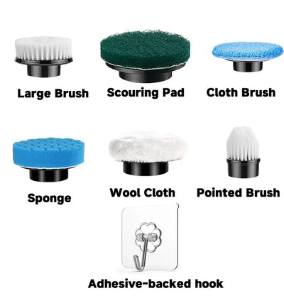 BARESY cordless electric cleaning brush kit with large brush scouring pad cloth sponge wool pointed brush