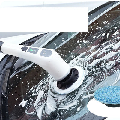 BARESY cordless electric cleaning brush cleaning car windshield with rotating foam pad and replacement blue pad