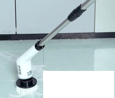 BARESY cordless electric cleaning brush with telescopic handle and rotating white brush head cleaning tiled floor