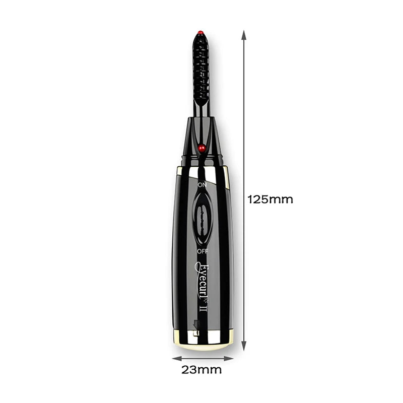 BARESY black heated portable eyelash curler for women 125mm slim electric curler with on off switch
