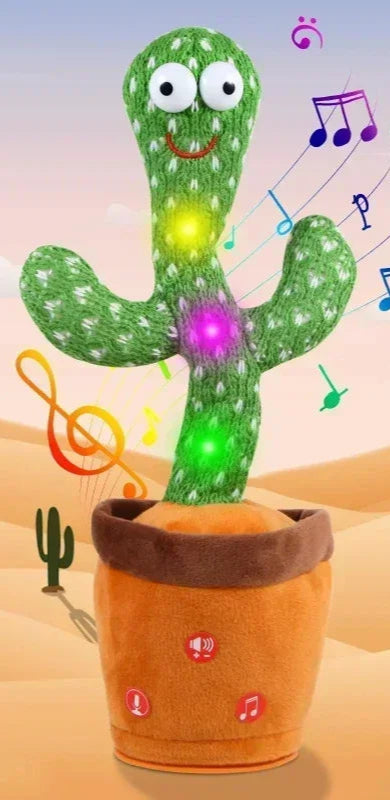 BARESY talking cactus plush for children- Musical Santa Toy green smiling cactus with LED lights in orange pot
