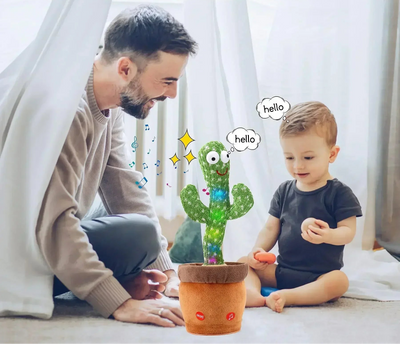 BARESY talking cactus plush for children- Musical Santa Toy in pot with eyes singing to toddler and father