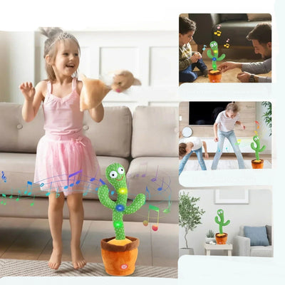 BARESY talking cactus plush for children- Musical Santa Toy dancing green cactus in pot with kids playing