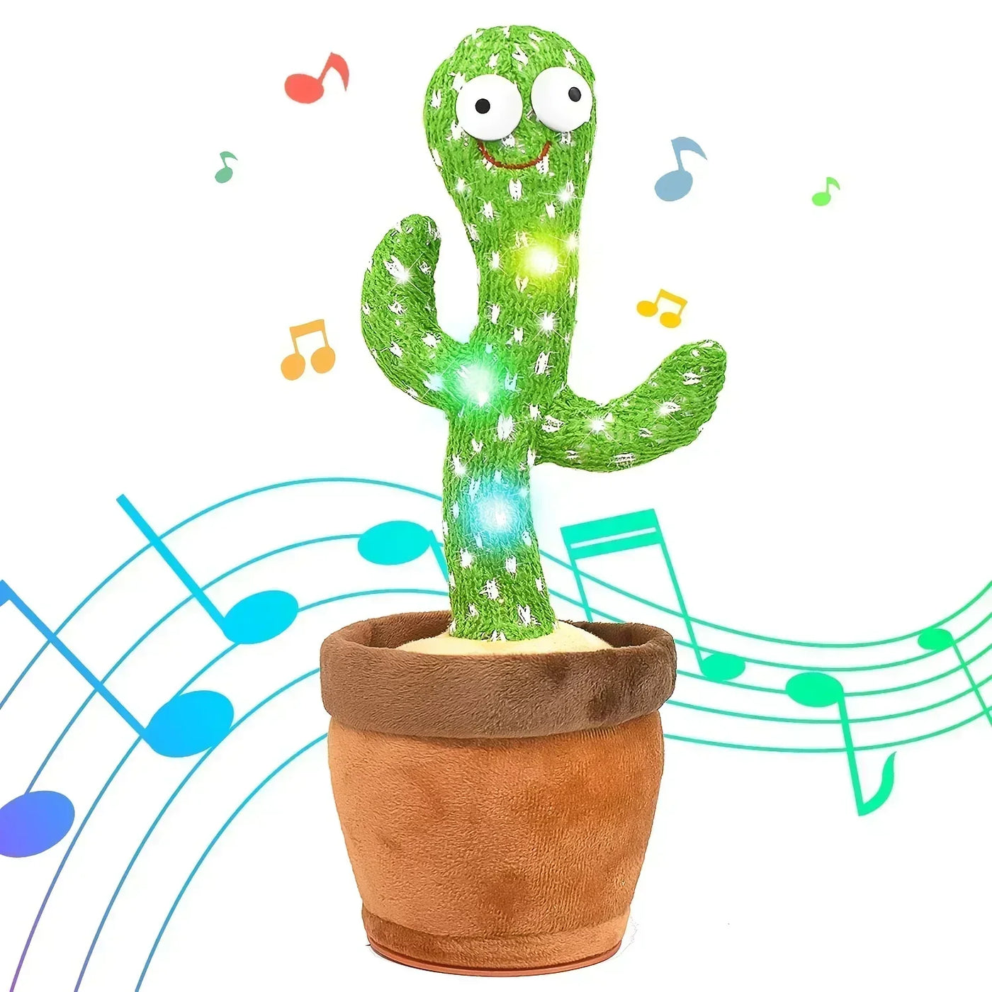 BARESY talking cactus plush for children- Musical Santa Toy green plush cactus with lights and brown pot