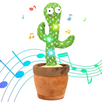 BARESY talking cactus plush for children- Musical Santa Toy green plush cactus with lights and brown pot