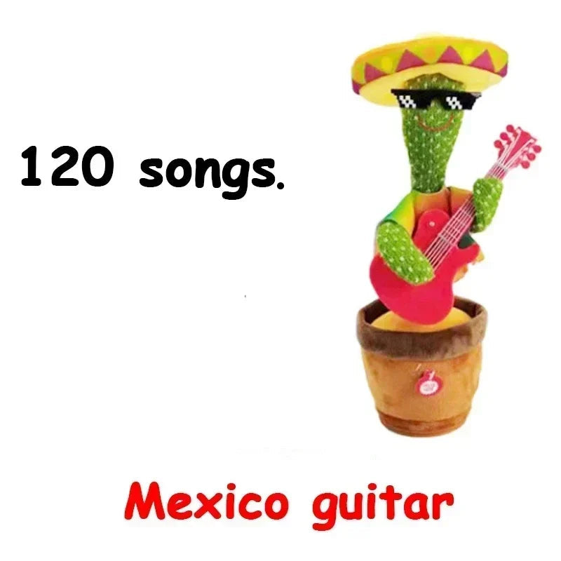 BARESY talking cactus plush for children- Musical Santa Toy playing a red guitar in pot wearing sombrero