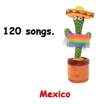 BARESY talking cactus plush for children- Musical Santa Toy wearing sombrero and colorful poncho in pot