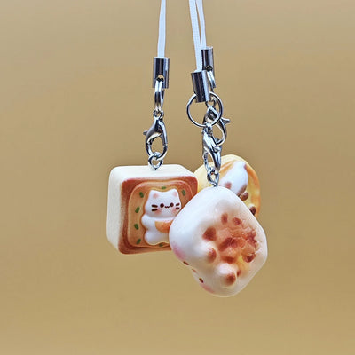 BARESY pastry cat charms smartphone cat accessories dangling bread toast phone straps