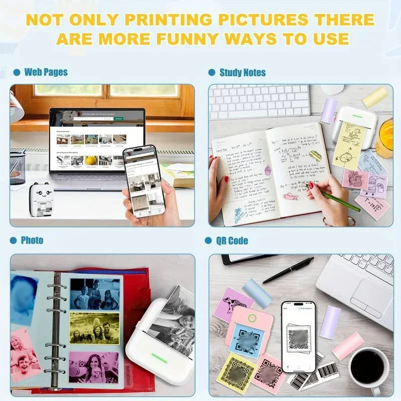 BARESY color mini printer sticker paper printing colorful planner photos QR codes and study notes
