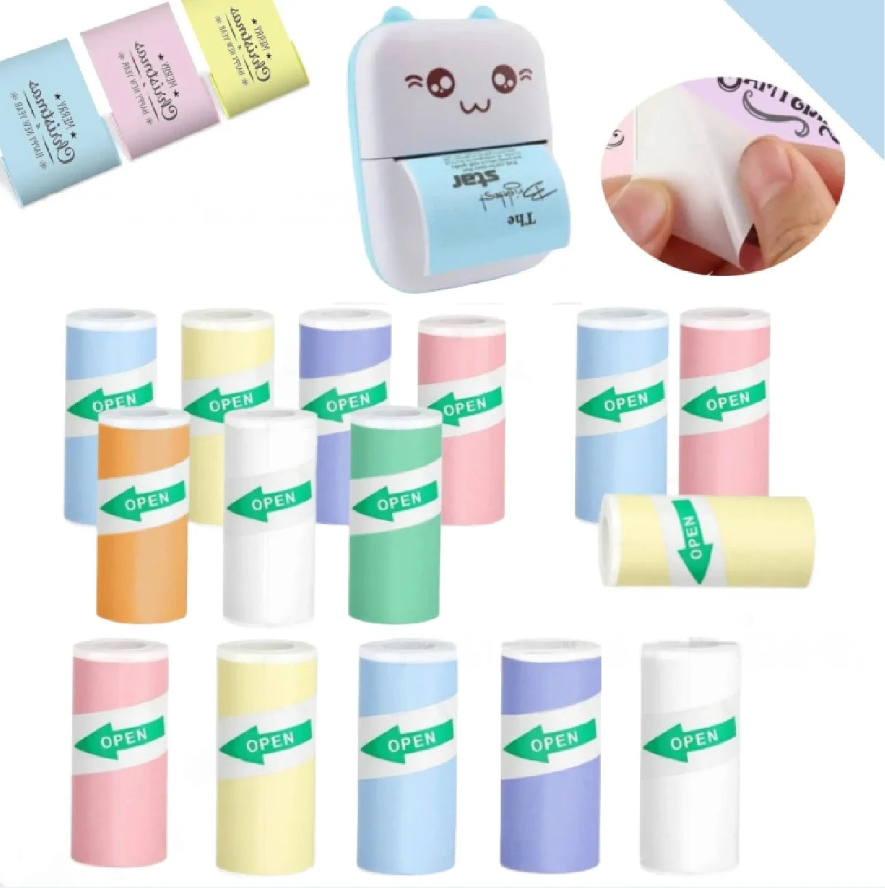 BARESY pastel sticker rolls and cute mini printer for labels crafts journaling scrapbooks color mini printer sticker paper