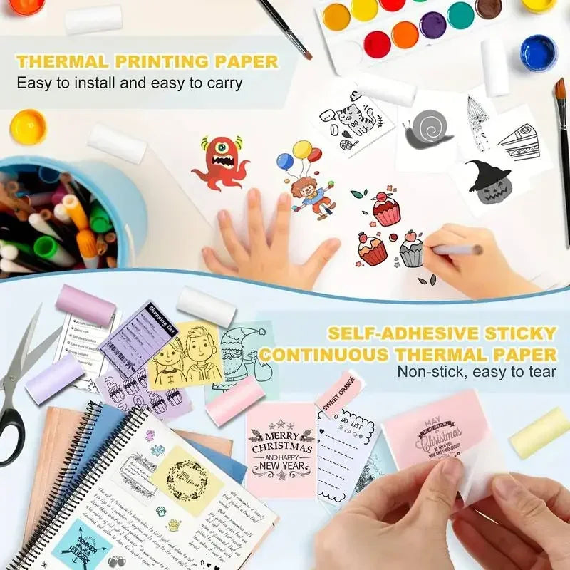 BARESY thermal rolls color mini printer sticker paper in pastel colors self adhesive for crafts and labels