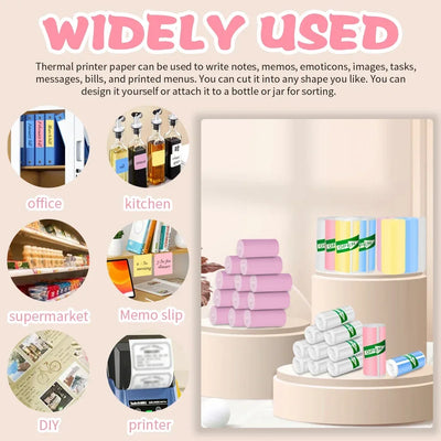 BARESY color mini printer sticker paper rolls in pastel colors for labels notes memos and organization