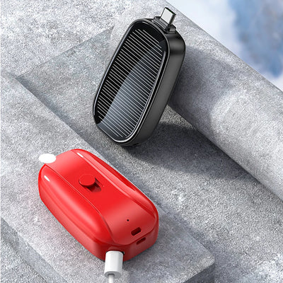 BARESY emergency phone power bank 1200mAh portable solar and wired charger in black and red