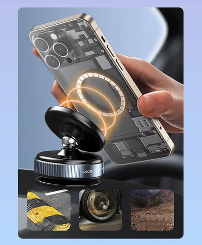 BARESY magnetic phone mount for car with adjustable ball joint metal base and strong magnetic ring