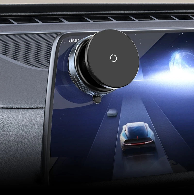 BARESY magnetic phone mount for car mounted on dashboard screen black circular swivel magnet holder