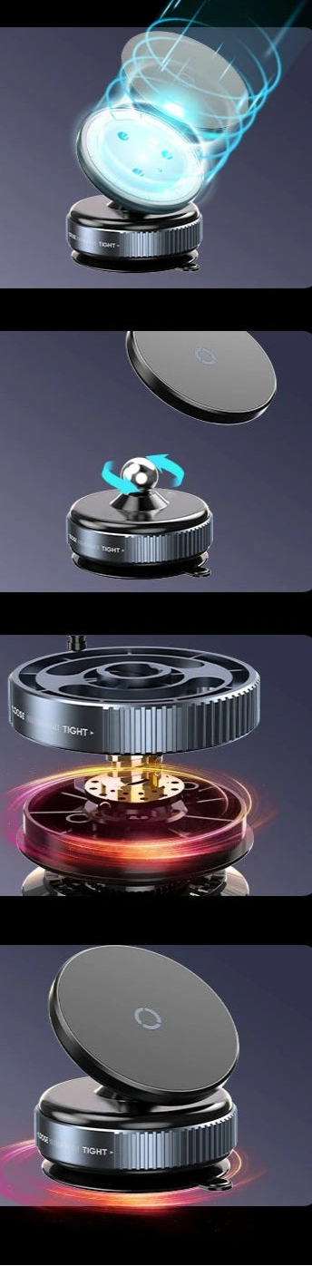 BARESY magnetic phone mount for car with 360 degree swivel LED illuminated base compact design
