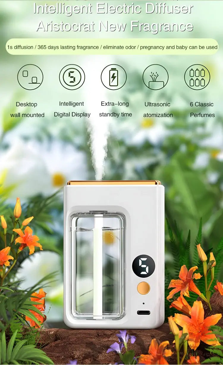 BARESY intelligent electric automatic aromatherapy diffuser for car with digital display mist reservoir