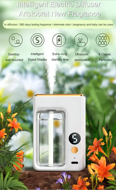 BARESY intelligent electric automatic aromatherapy diffuser for car with digital display mist reservoir