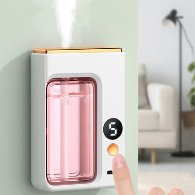 BARESY automatic aromatherapy diffuser for car white wall unit with pink water tank LED timer display and mist