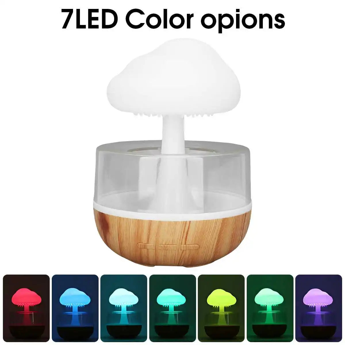 BARESY mushroom USB mini humidifier essential oil diffuser with wood grain base and 7 LED color options
