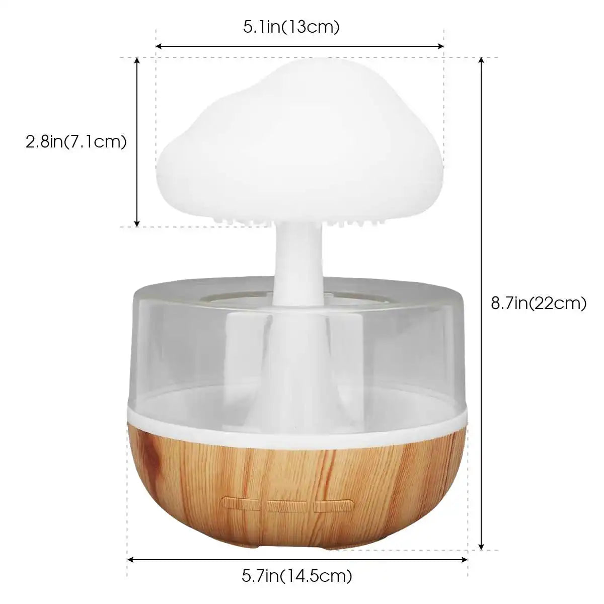 BARESY USB mini humidifier essential oil diffuser mushroom night light with wood grain base and clear water tank