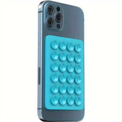 BARESY anti-slip silicone phone holder turquoise suction cup grip pad attached to smartphone back for secure hold