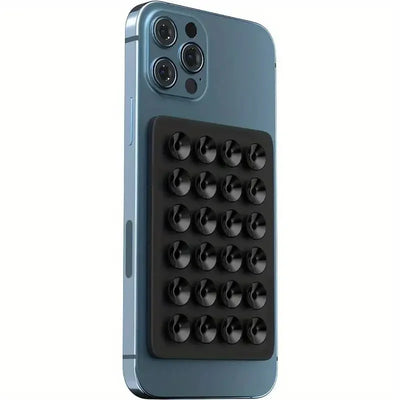 BARESY anti-slip silicone phone holder on blue smartphone back with 20 suction cups for secure grip and hands-free stand