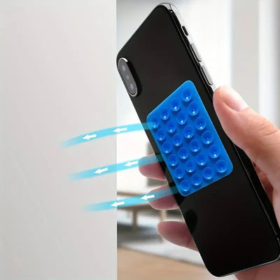 BARESY blue anti-slip silicone phone holder pad with suction grips on smartphone back for secure grip