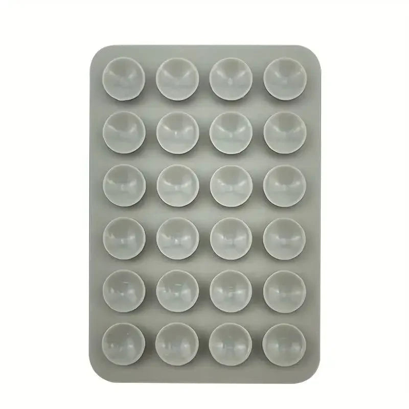 BARESY gray silicone pad with 30 suction cups anti-slip silicone phone holder for desks and cars