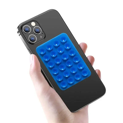 BARESY anti-slip silicone phone holder blue suction cup pad on phone back for secure grip and hands free stand