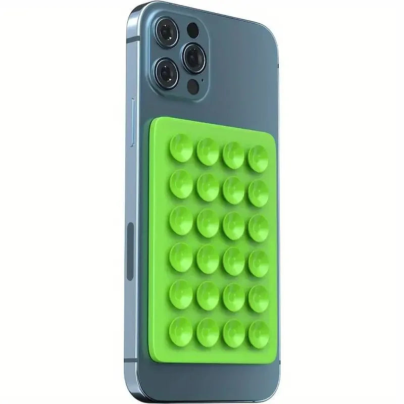 BARESY green anti-slip silicone phone holder suction pad on smartphone back for secure grip