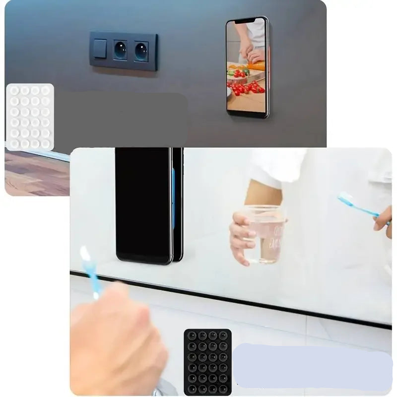 BARESY anti-slip silicone phone holder suction pad mounting phone on kitchen and bathroom walls for hands free use