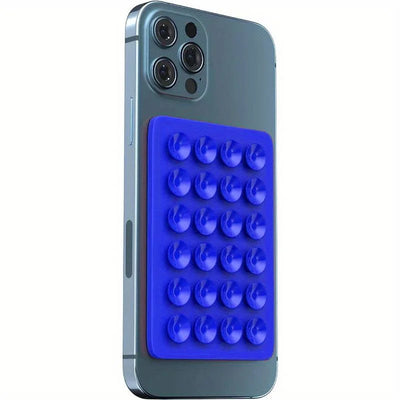 BARESY blue suction cup pad attached to smartphone back anti-slip silicone phone holder for secure grip