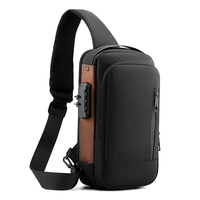 BARESY men's waterproof crossbody bag with USB port anti theft compact sling bag for travel and daily use