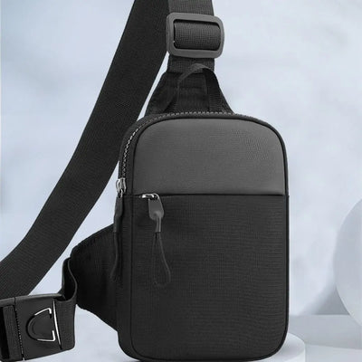 BARESY black compact sling trendy chest bag for men with adjustable strap zippered pocket for daily use