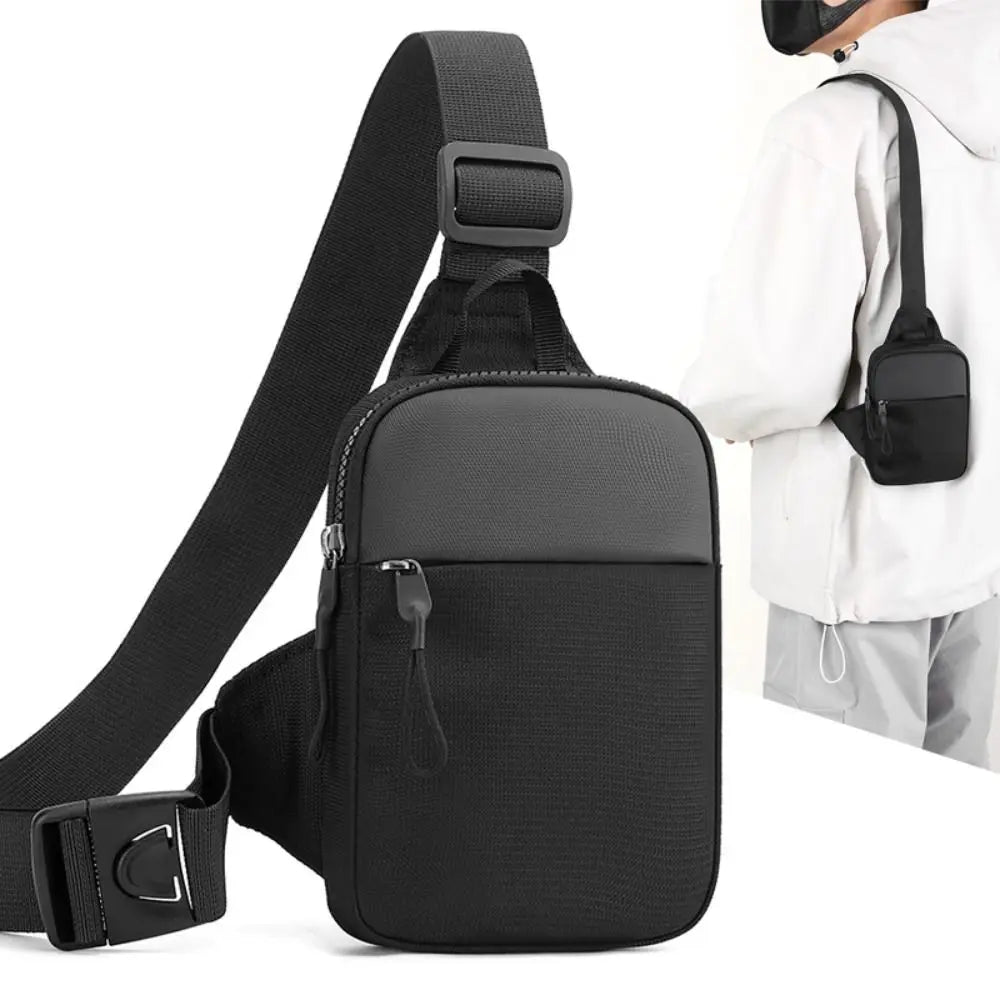 BARESY black and gray compact crossbody with adjustable strap, zipper pocket, trendy chest bag for men