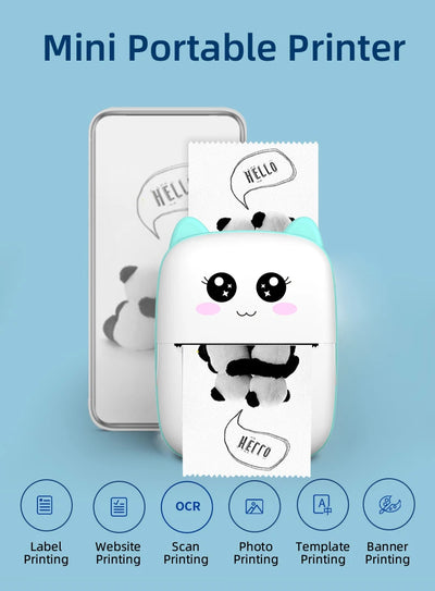 BARESY mini imprimante thermique portable Bluetooth cute cat ear thermal printer printing labels and photos